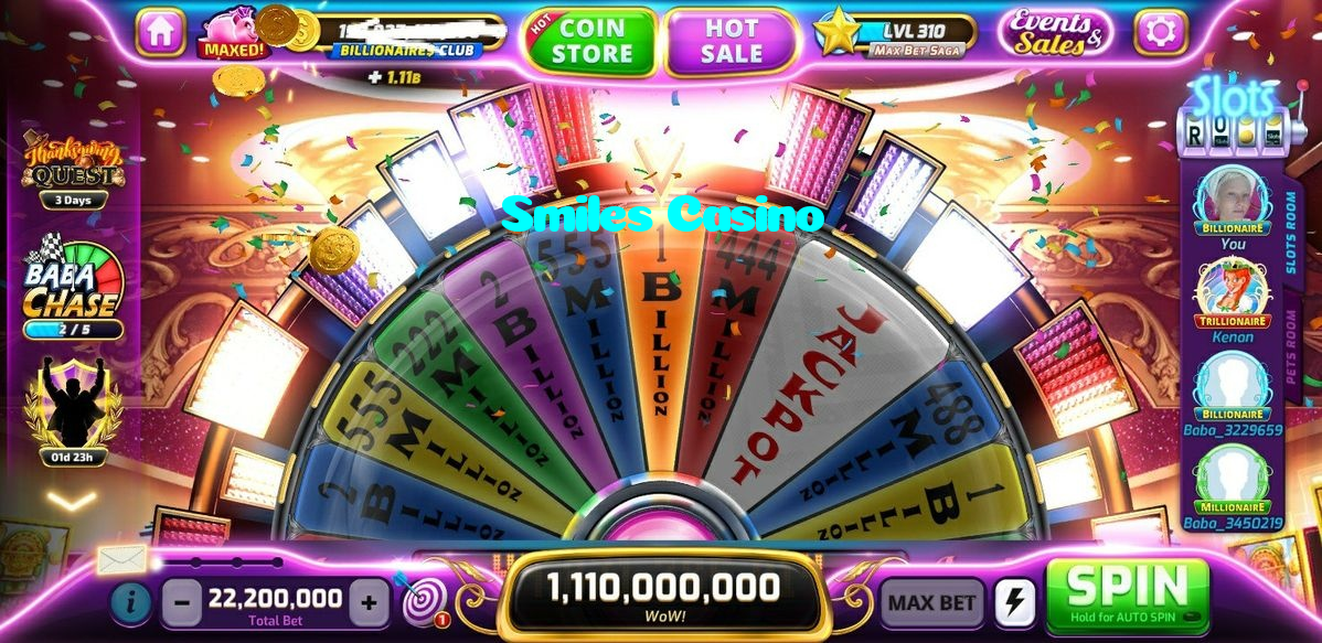 Smiles Casino casino presented on mobile device in Pakistan with slots and live games